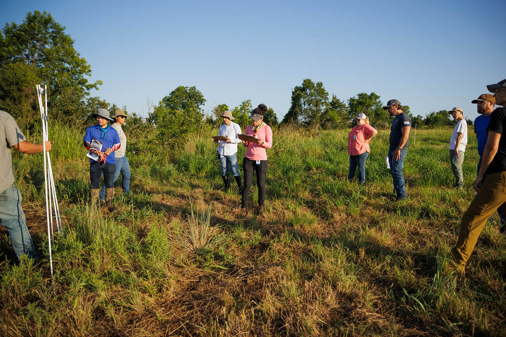 Teams of Noble Research Institute researchers work to gather Ecological Outcomes Verification (EOV) data for the 3M research project, via detailed short-term monitoring (STM)